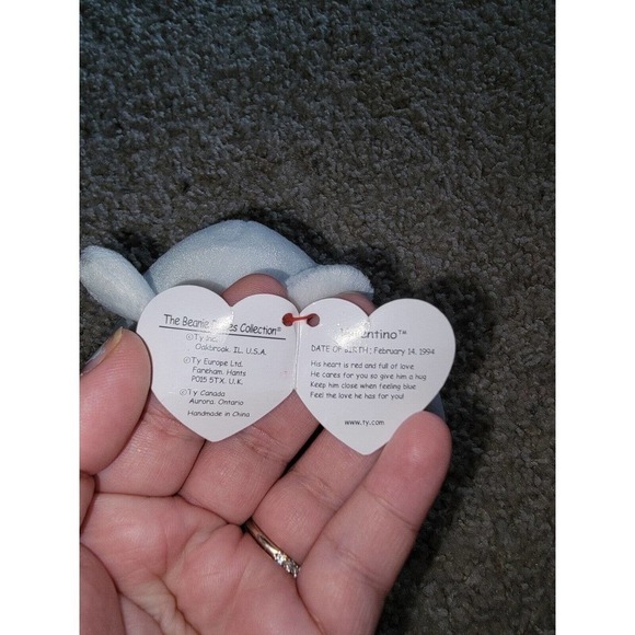 NWT TY Beanie Baby Valentino Bear White With Heart - Picture 4 of 6